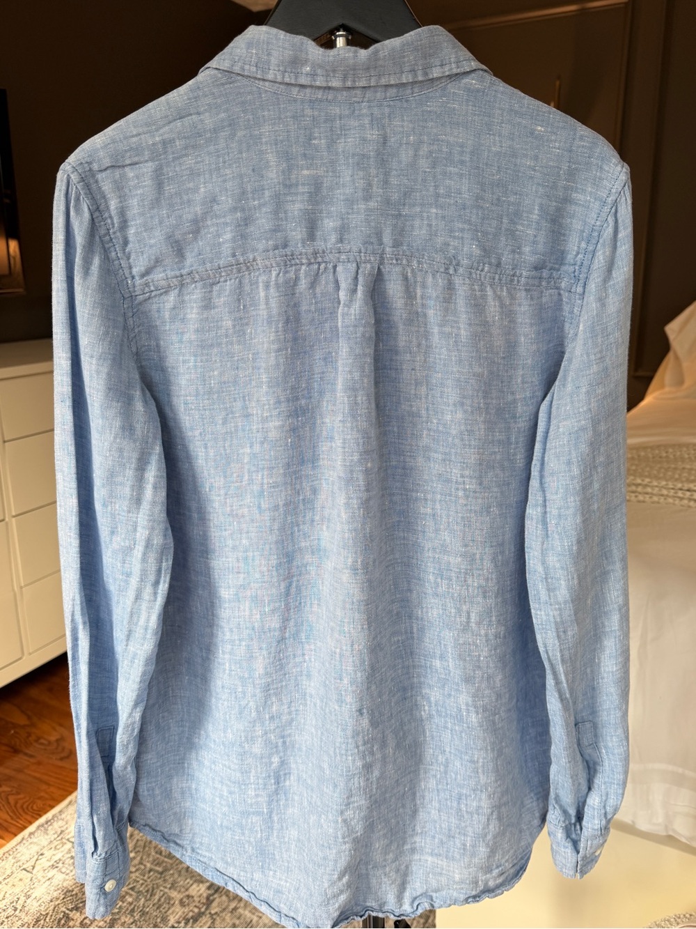 Gap 100% Linen Button Down Shirt XS Light Blue Long Sleeve